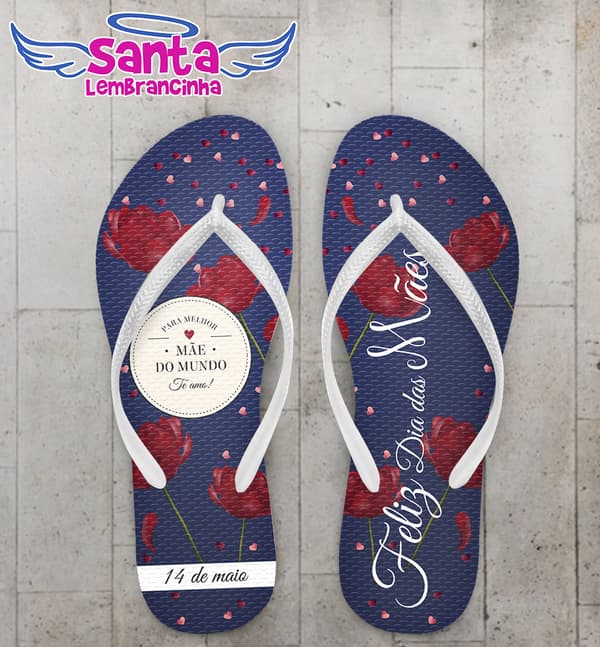 Chinelo Dia das Mães Floral Azul COD 3810