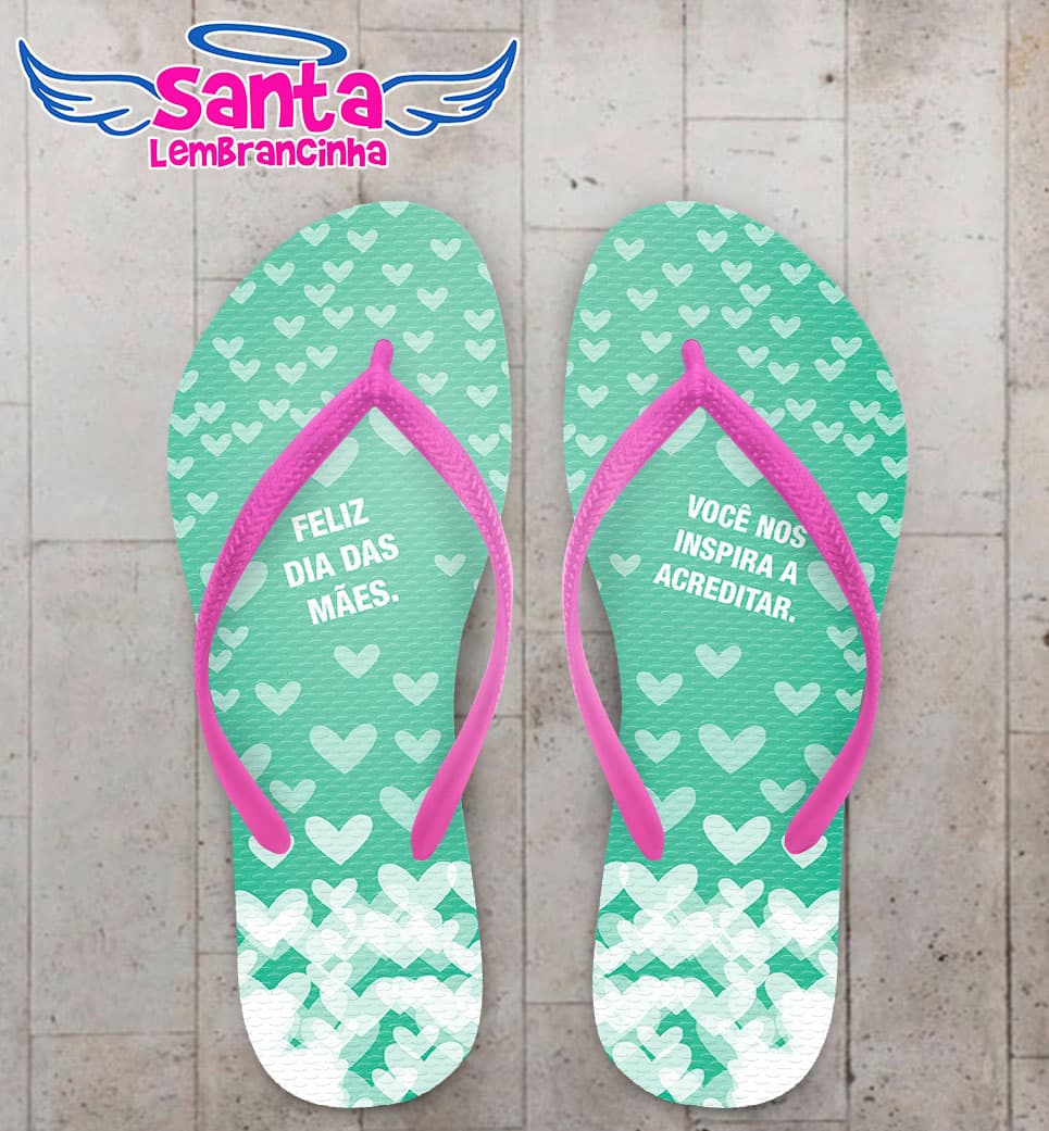 Chinelo Personalizado Dia das Mães Corações COD 3816