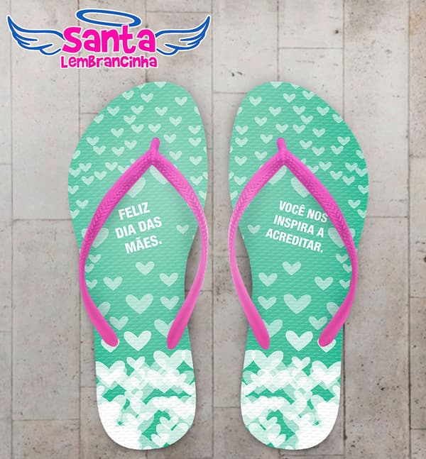 Chinelo Personalizado Dia das Mães Corações COD 3816