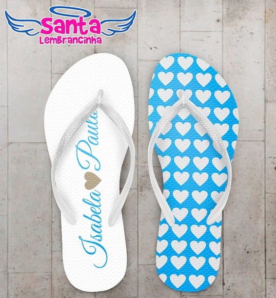 Chinelo Casamento Coração Azul COD 3960