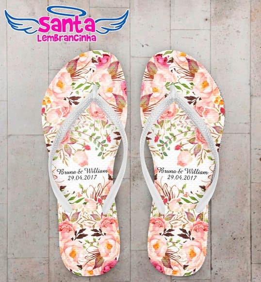 Chinelo Casamento Floral Rosas COD 3965