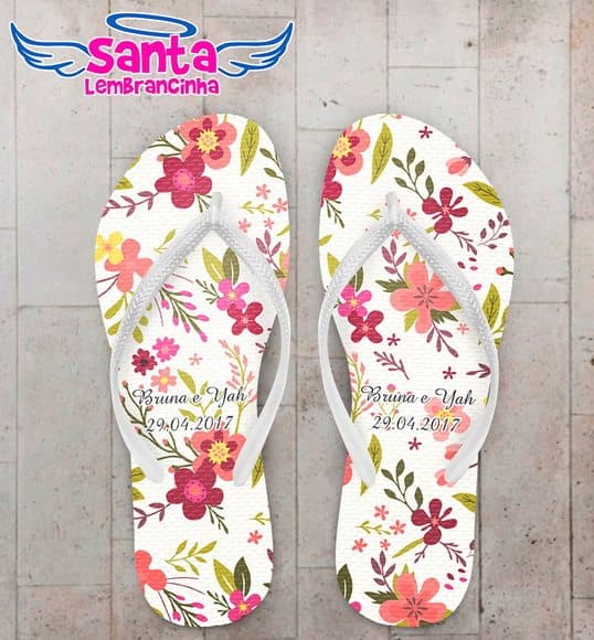 Chinelo Casamento Floral Rosa COD 3970