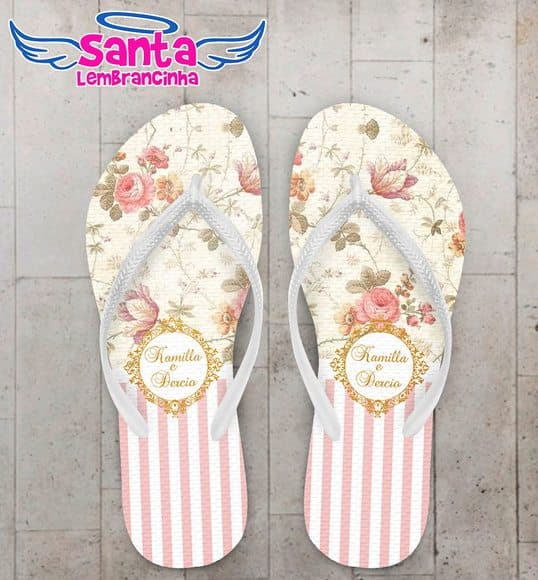 Chinelo Casamento Floral Nude COD 3961