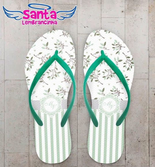 Chinelo Casamento Floral Verde COD 3963