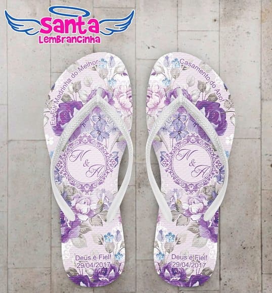 Chinelo Casamento, Floral Roxo COD 3975