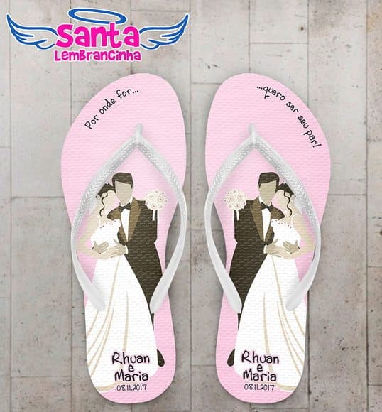 Chinelo Casamento Rosa, Noivos COD 3990
