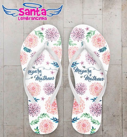 Chinelo Casamento, Floral Lilás e Louros COD 3976