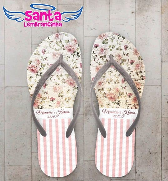 Chinelo Casamento Floral, Listras COD 3992