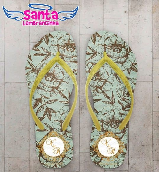 Chinelo Casamento Floral, Verde Escuro COD 3991