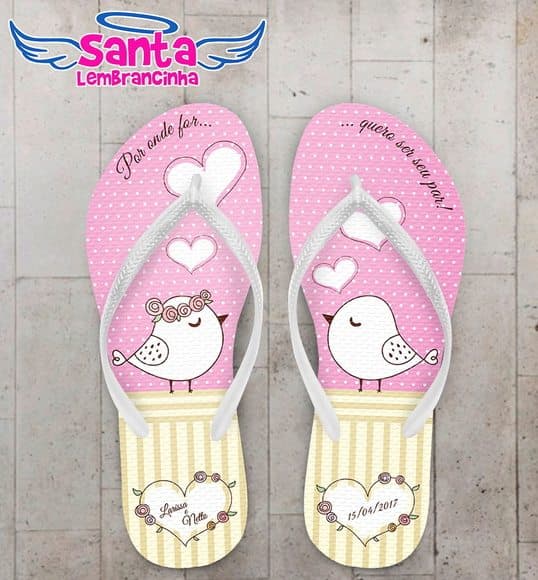 Chinelo Casamento Passarinhos Rosa COD 3997