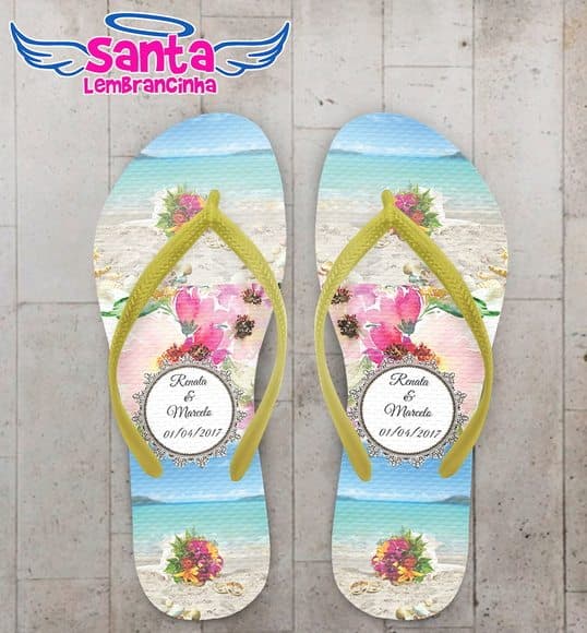 Chinelo Casamento Praia Floral COD 3998