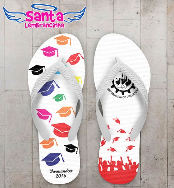 Chinelo Formatura Engenharia de Produção, Capelos COD 4014