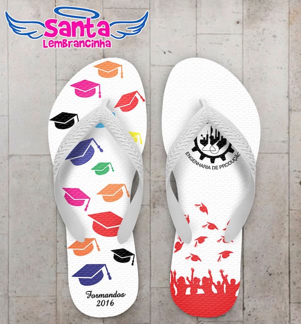 Chinelo Formatura Engenharia de Produção, Capelos COD 4014