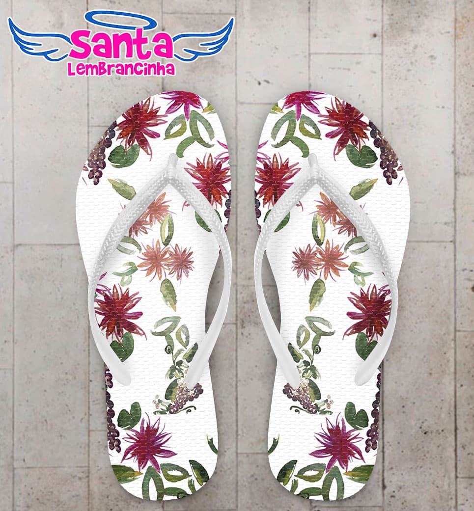 Chinelo Casamento Floral Personalizado COD 4098