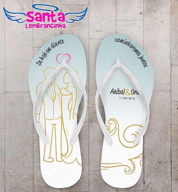 Chinelo Casamento Noivos Coração COD 3894
