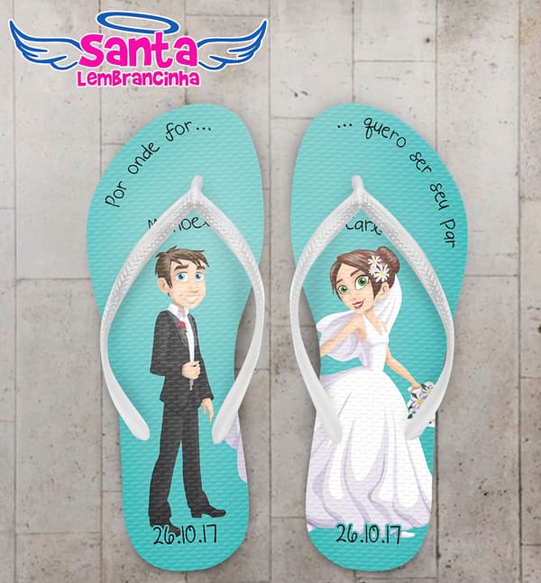 Chinelo Casamento Noivos Personalizado COD 3895