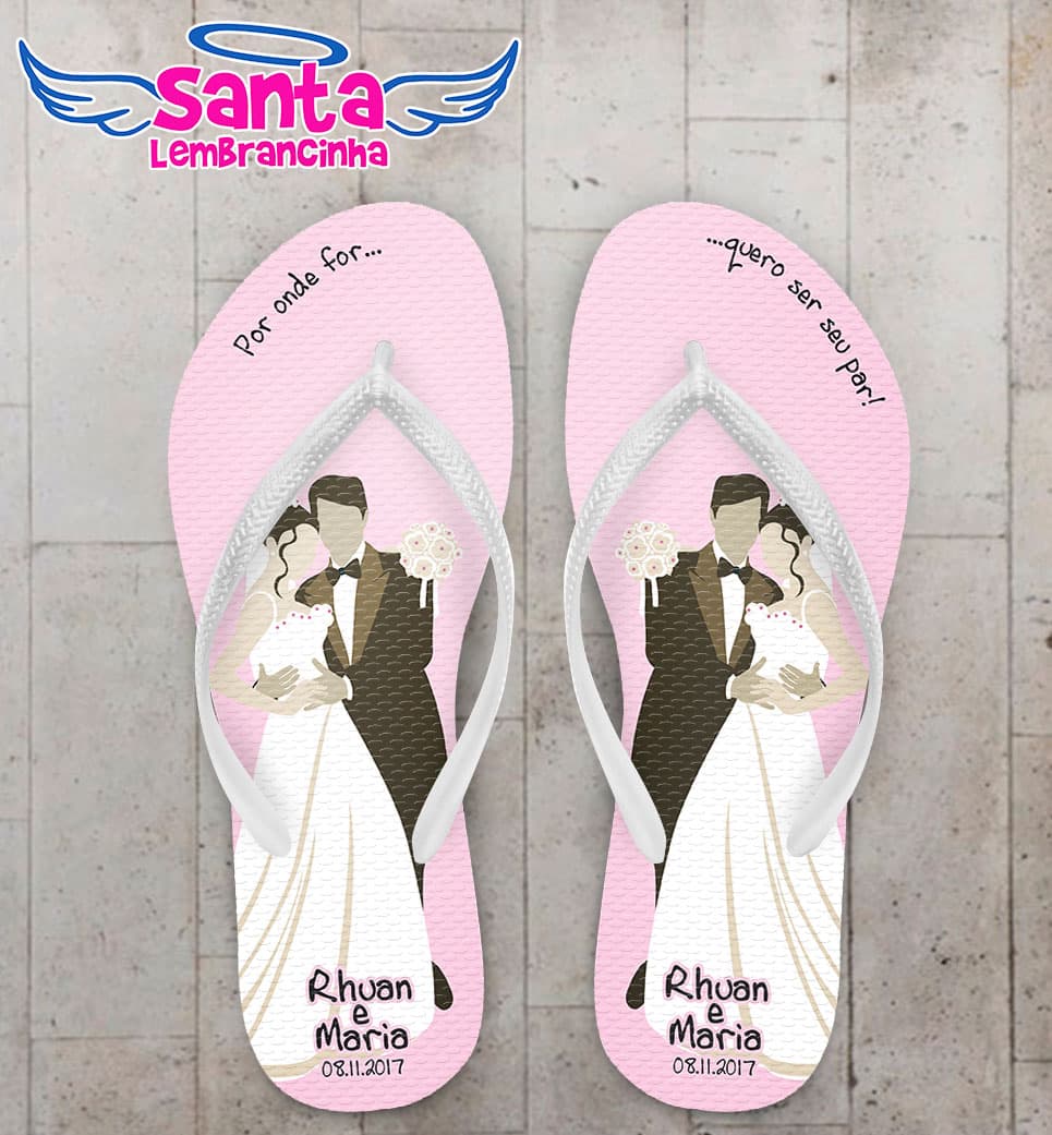 Chinelo Casamento Noiva com Buquê COD 3896