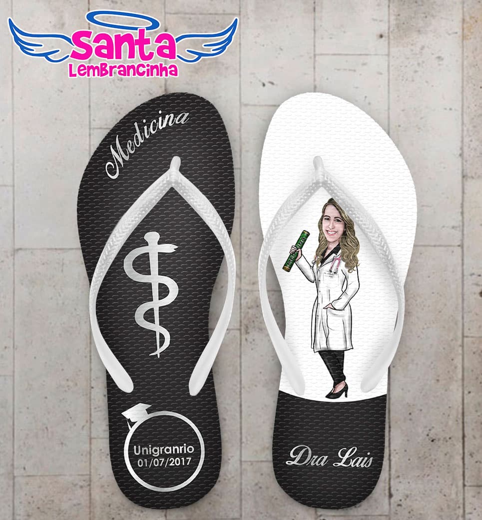 Chinelo Formatura Medicina Prata COD 4024