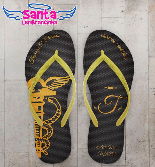 Chinelo Formatura Contabilidade, Dourado COD 4007