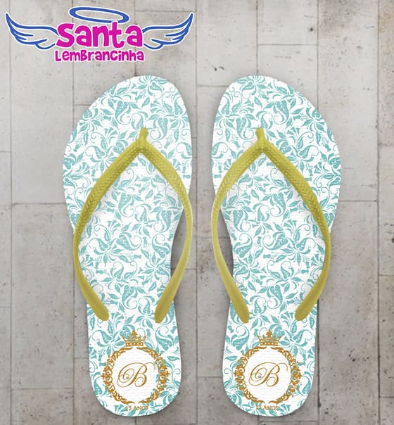 Chinelo 15 Anos Debutante Arabescos, Azul Tiffany COD 4044