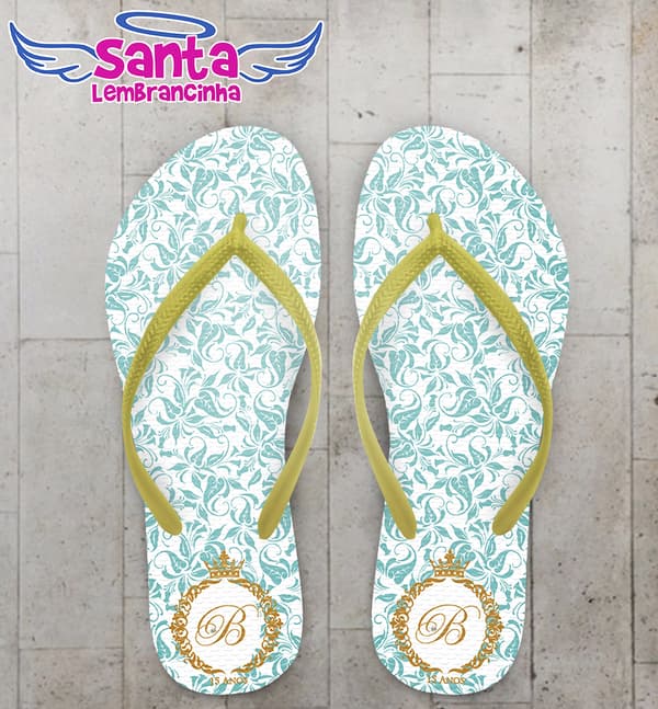 Chinelo 15 Anos Debutante Arabescos, Azul Tiffany COD 4044