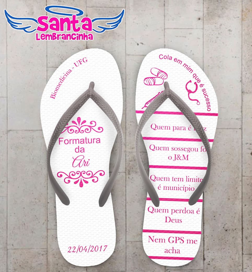 Chinelo Formatura Biomedicina Rosa COD 4005