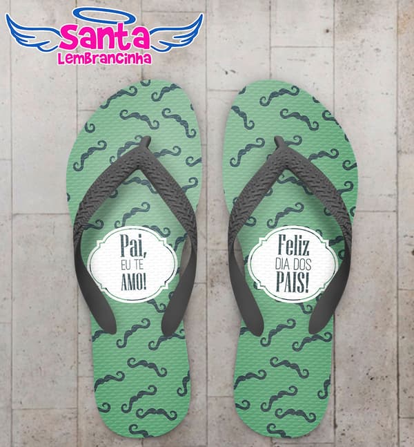Chinelo Dia dos pais Bigode, verde COD 5088