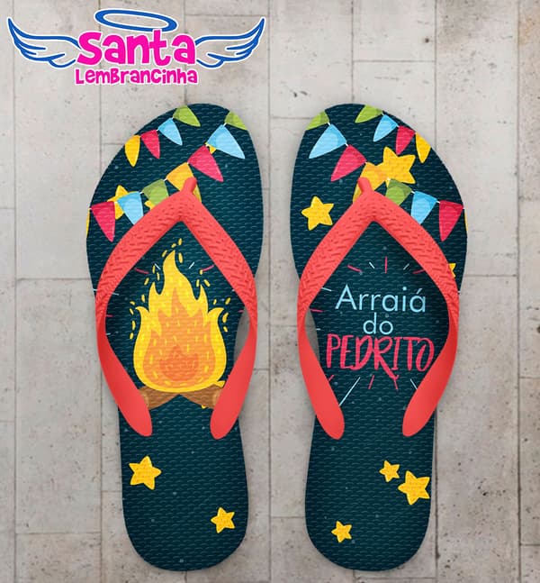 Chinelo Festa Junina Fogueira Personalizado COD 5034