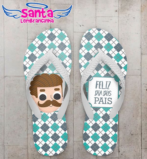 Chinelo Dia dos pais, Xadrez verde COD 5056