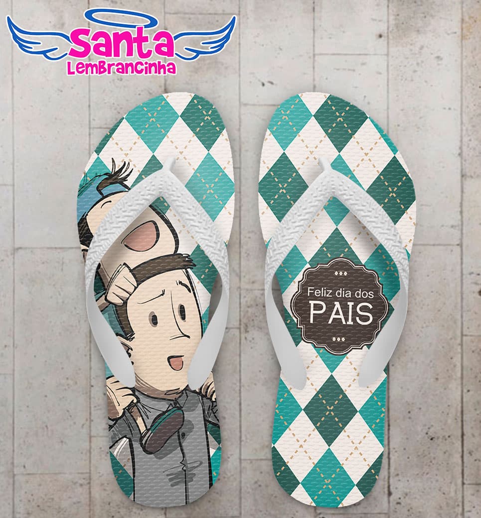 Chinelo Dia dos pais, xadrez verde COD 5050