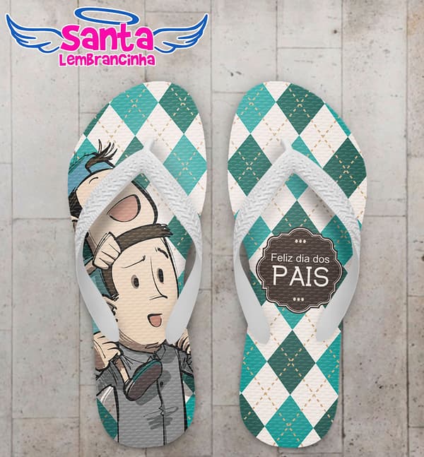 Chinelo Dia dos pais, xadrez verde COD 5050
