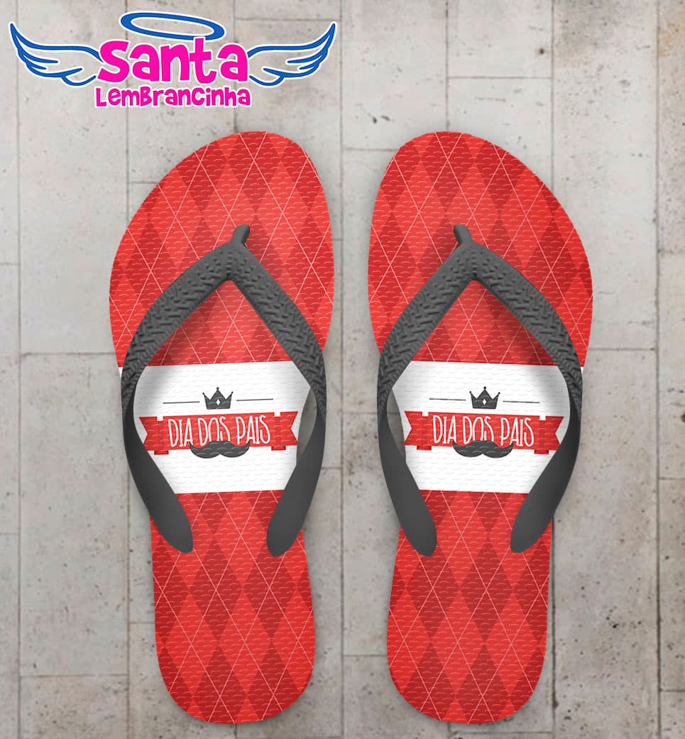 Chinelo Dia dos pais, Xadrez Vermelho COD 5070