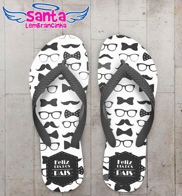 Chinelo Dia dos pais, Gravata, Bigode e óculos COD 5091