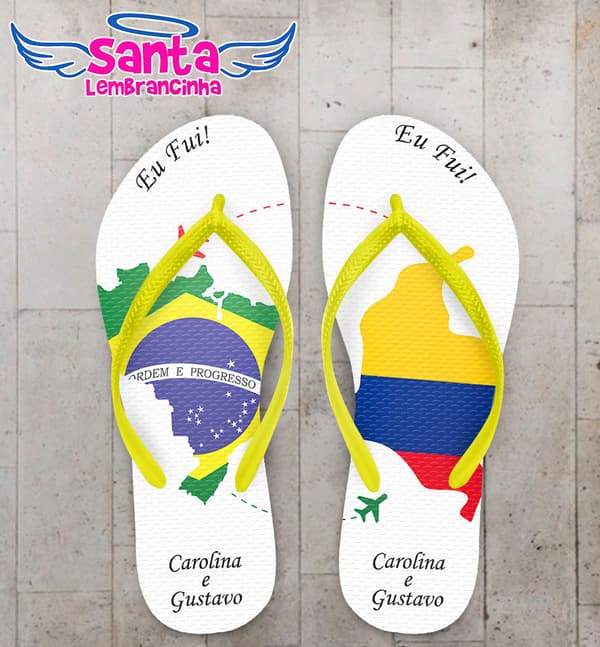 Chinelo Casamento Brasil e Colômbia Personalizado COD 5186