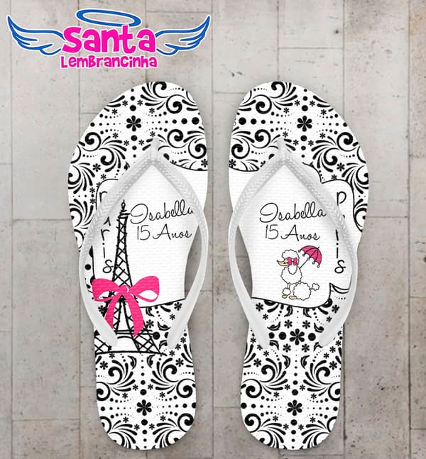 Chinelo 15 Anos Paris Personalizado COD 5184