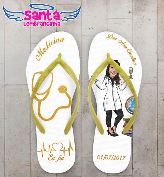 Chinelo Formatura Medicina Dourado COD 5217
