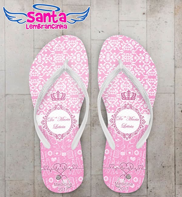 Chinelo Formatura Medicina Rosa COD 5220
