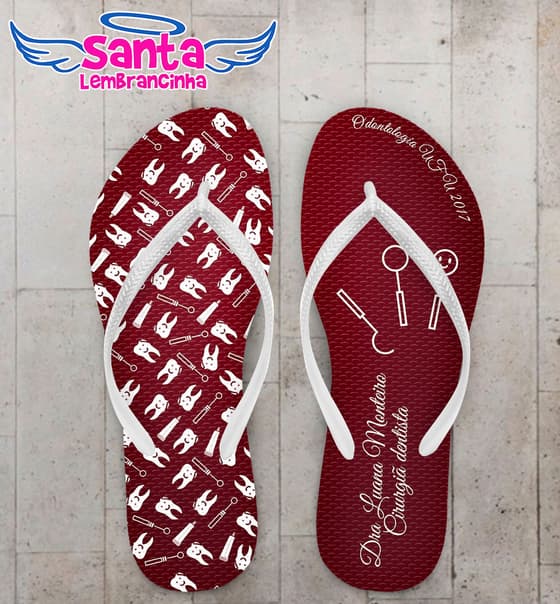 Chinelo Formatura Odontologia Bordô COD 5228
