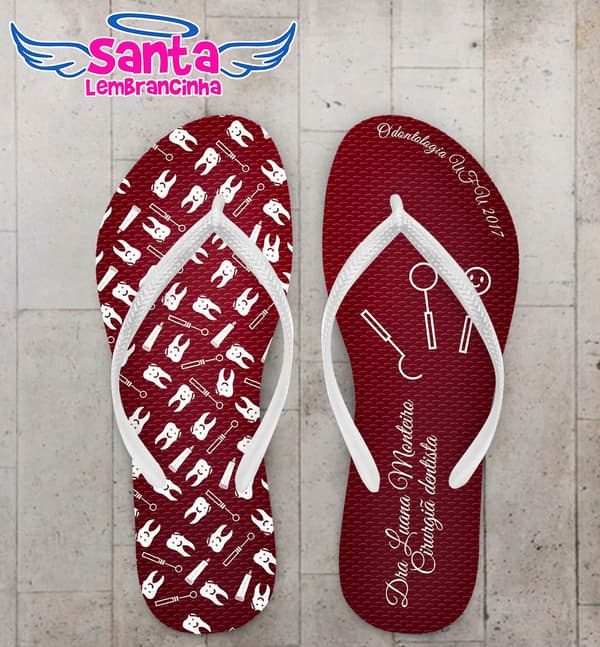 Chinelo Formatura Odontologia Bordô COD 5228