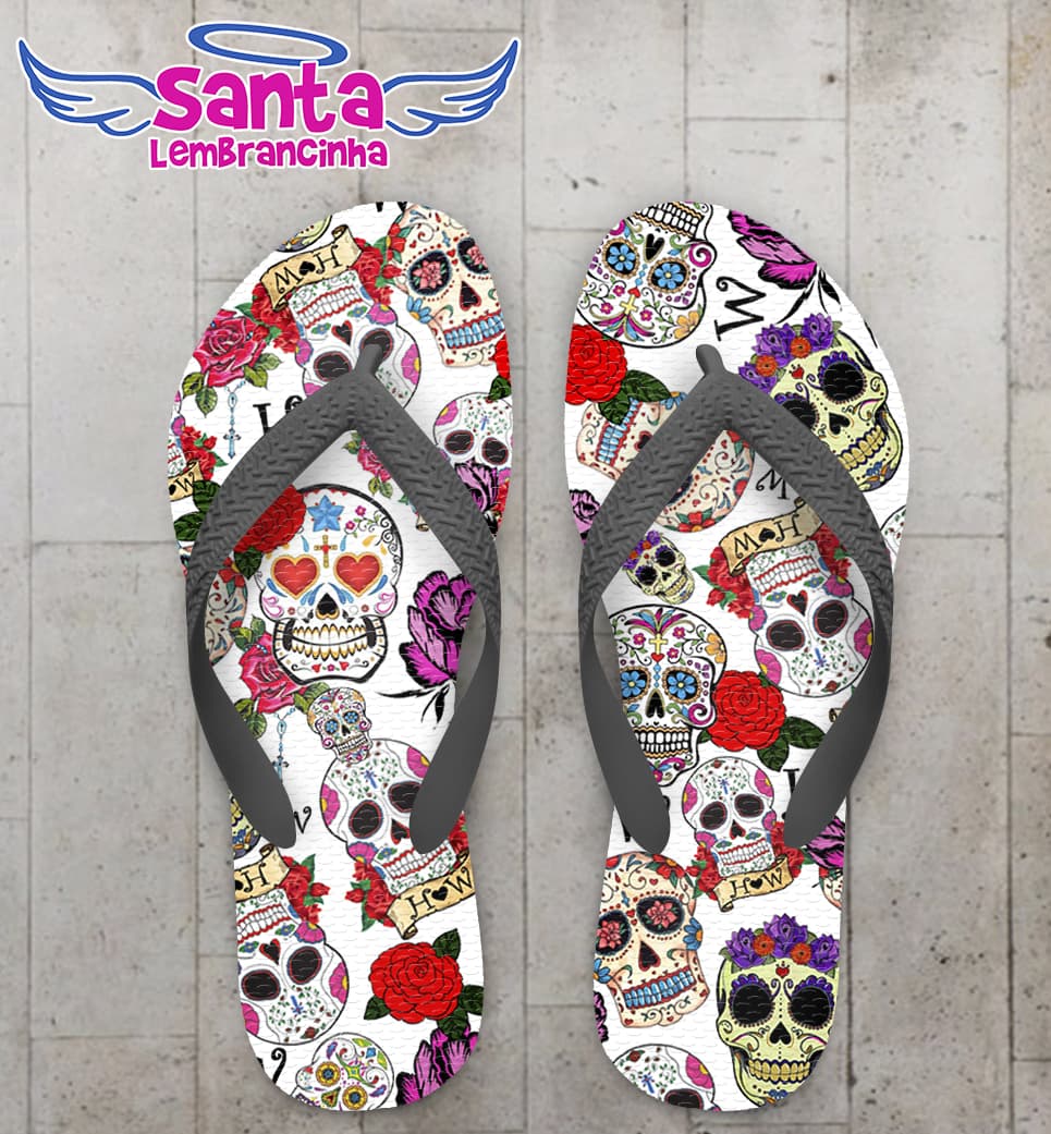 Chinelo Infantil Caveira Mexicana Personalizado COD 5437