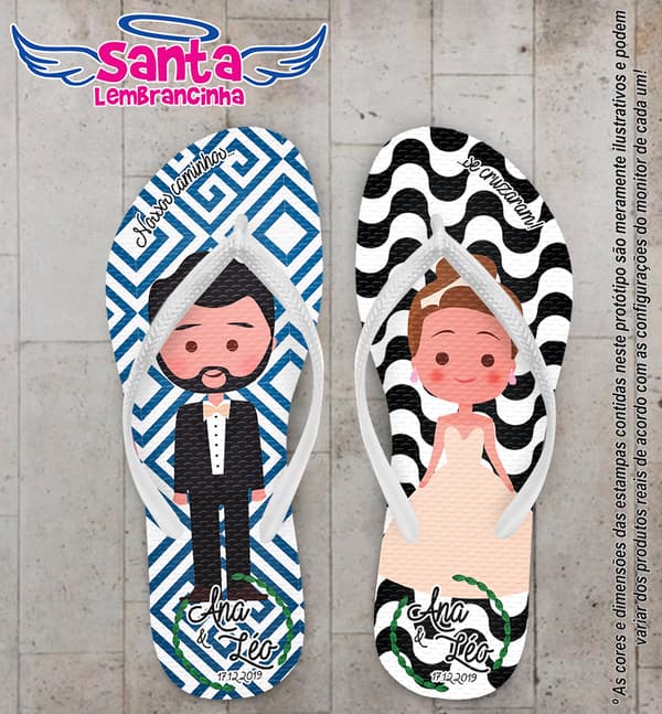 Chinelo Casamento Noivinhos, Nossos caminhos se cruzaram Personalizado COD 5354