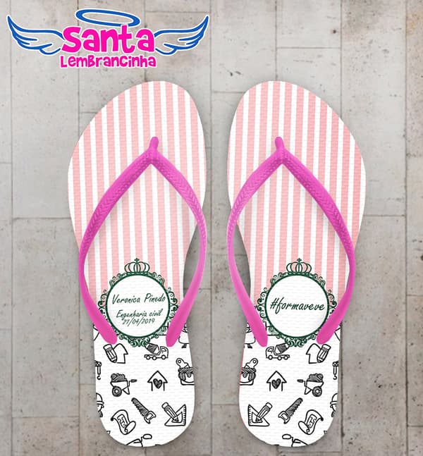Chinelo Formatura Engenharia Civil Listrado com Monograma COD 5735