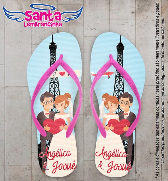 Chinelo Casamento Noivinhos em Paris Personalizado COD 5355