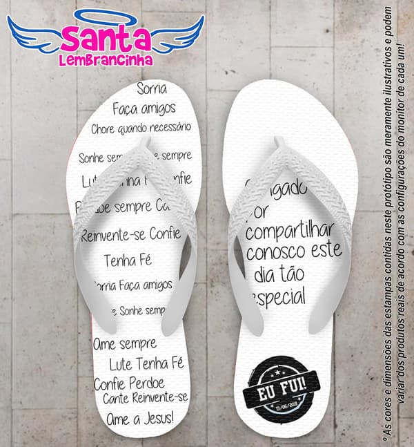 Chinelo Casamento Carimbo com Texto Personalizado COD 5391