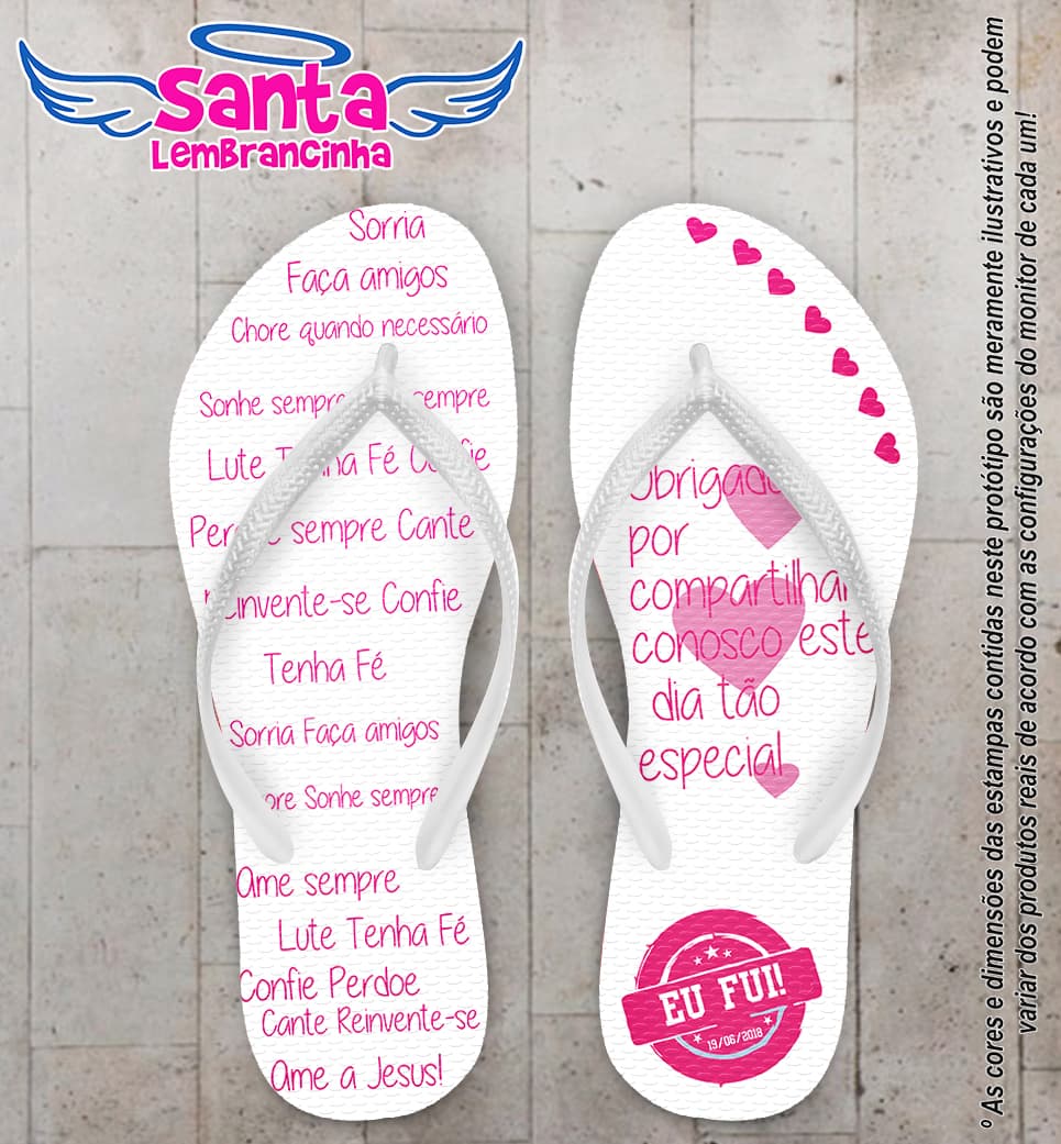 Chinelo Casamento Carimbo Rosa Personalizado COD 5390