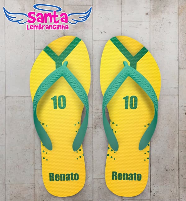 Chinelo Copa do Mundo Camisa Brasil Personalizado COD 5837