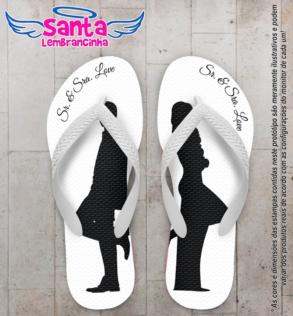 Chinelo Casamento Noivinhos Fundo Branco Personalizado COD 5384