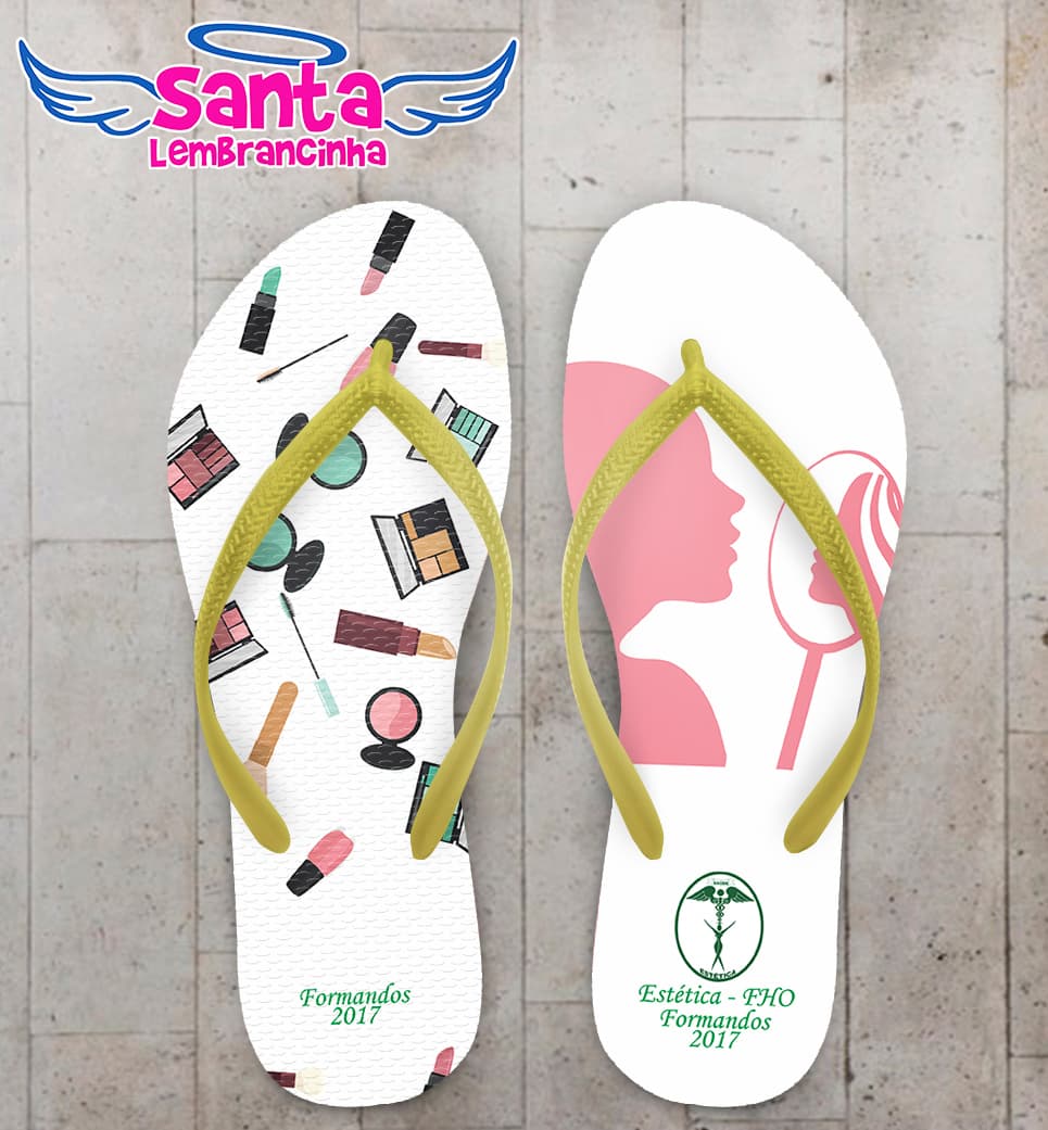 Chinelo Formatura Estética Fundo Branco com Ícones COD 5740
