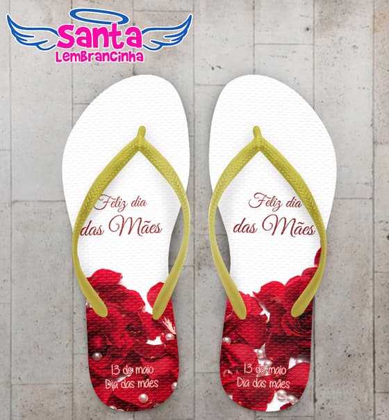 Chinelo Dia das Mães Flores com Perolas Personalizado COD 5629