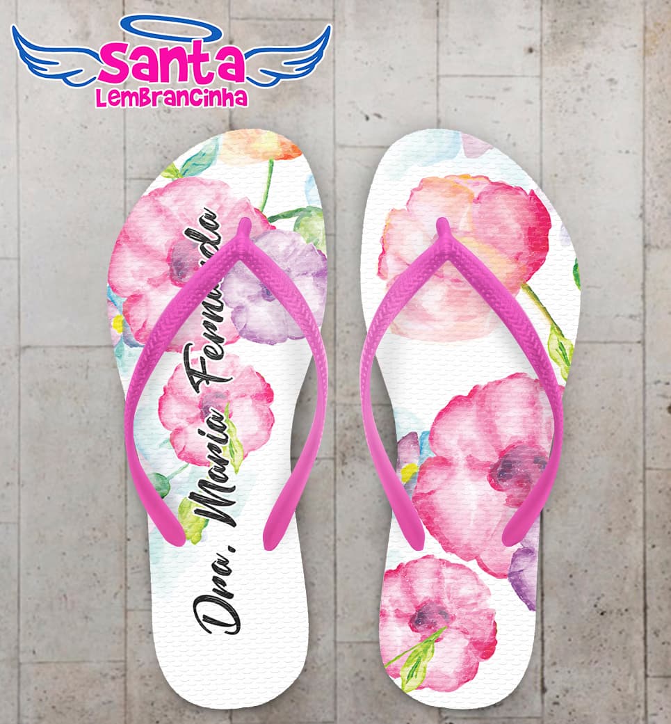 Chinelo Formatura Medicina Fundo de Flores COD 5796